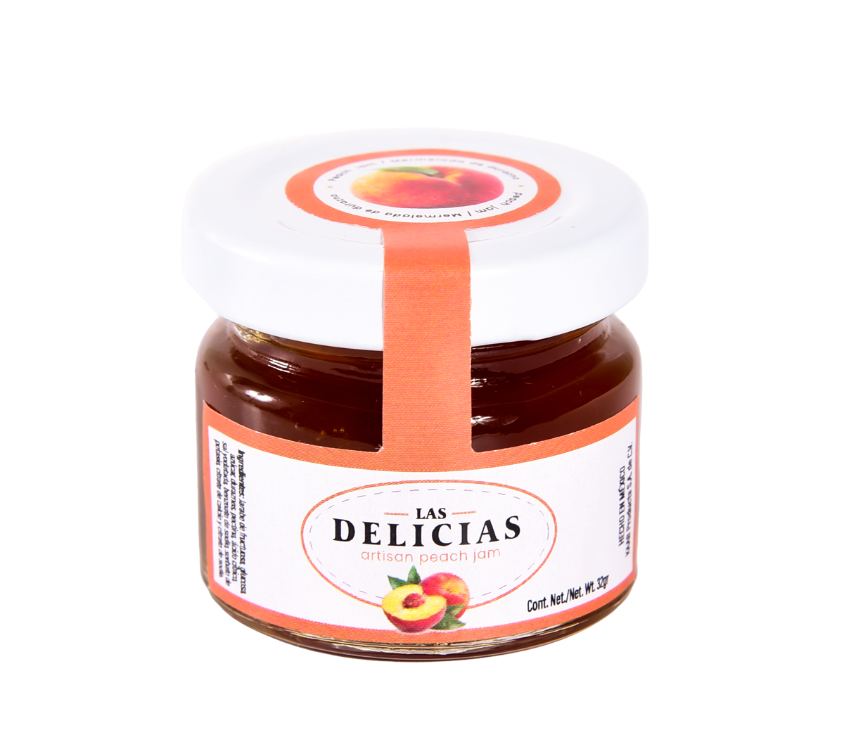 Mermelada durazno en porción 30ml marca DELICIAS